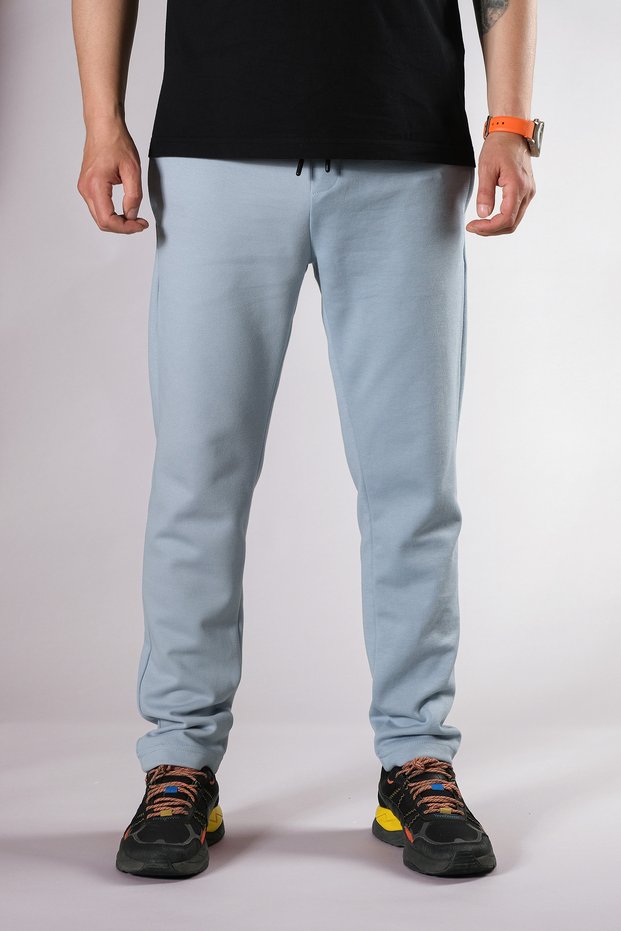 Men's Ice Blue Jogger Pants Lace-Up Elastic Waist Relaxed Fit Sweatpants