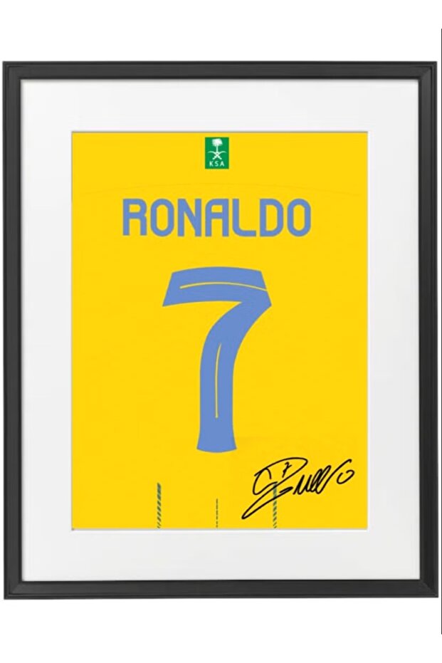 Cristiano Ronaldo Autographed Jersey - Framed Poster 50x40cm - CR7 -Football Memorabilia, Soccer Collectible, Gift for Fans