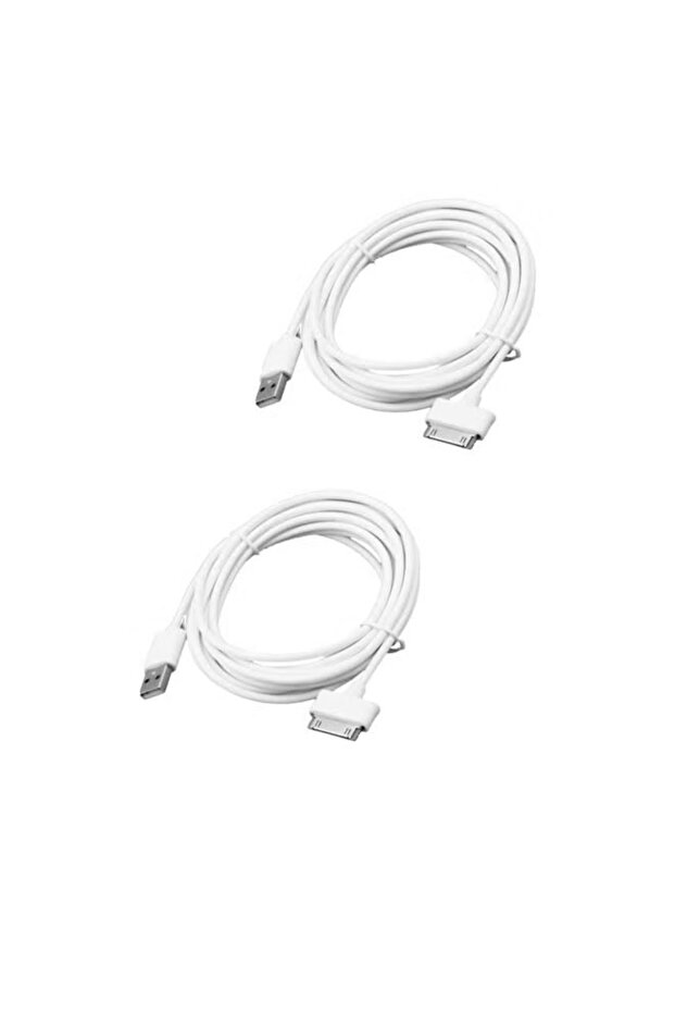 حزمة من 2 كابل شحن ومزامنة بيانات USB بـ 30 دبوسًا لأجهزة iPhone و iPad - بطول 2 متر باللون الأبيض
