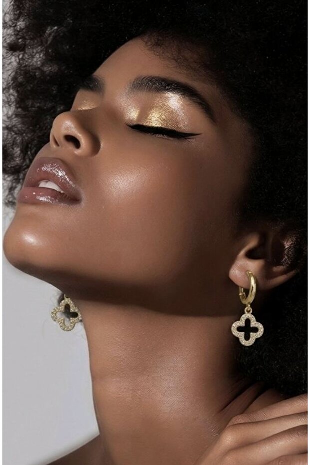 Figured Gold Color Zircon Stone Earrings