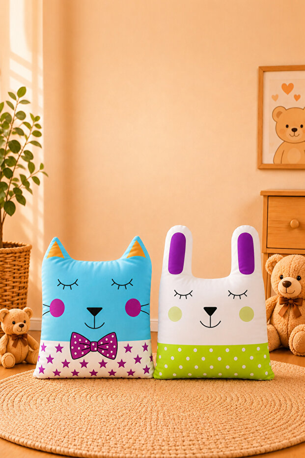 2-Piece Children's Room Cushion Pillow Set, Filled, Cute, Multi-Purpose Decorative Pillow 30X40 cm