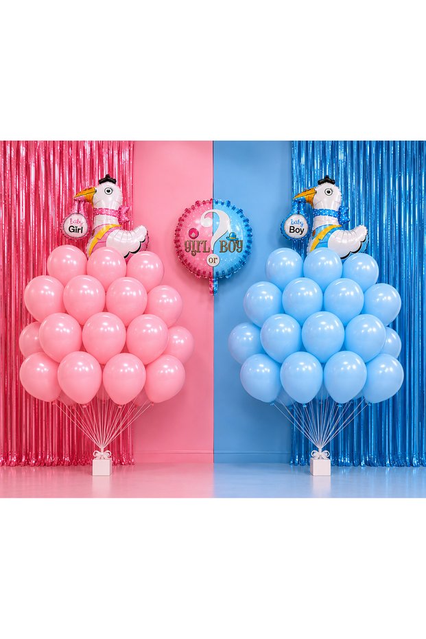 Gender Party Balloon Set Girl or Boy Foil Balloons Pink Blue Baby Shower Concept Set 43 Pieces