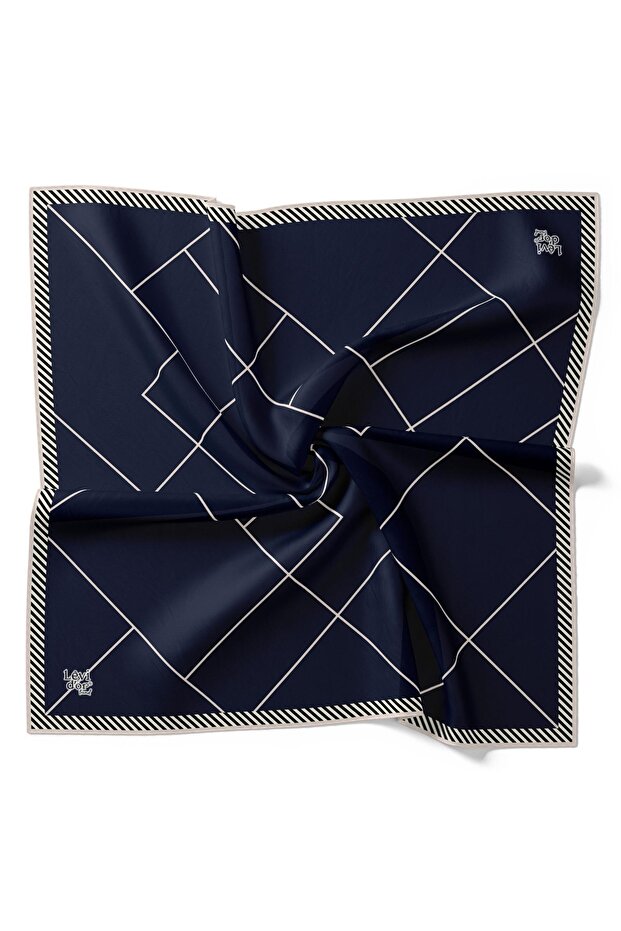 New Season Trend Polyester Twill Scarf Dark Blue
