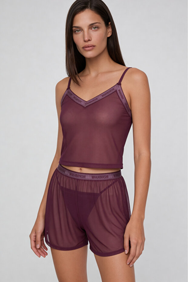 Pure Veil - Light Tulle, Crop Athlete Top, Panties and Shorts Set