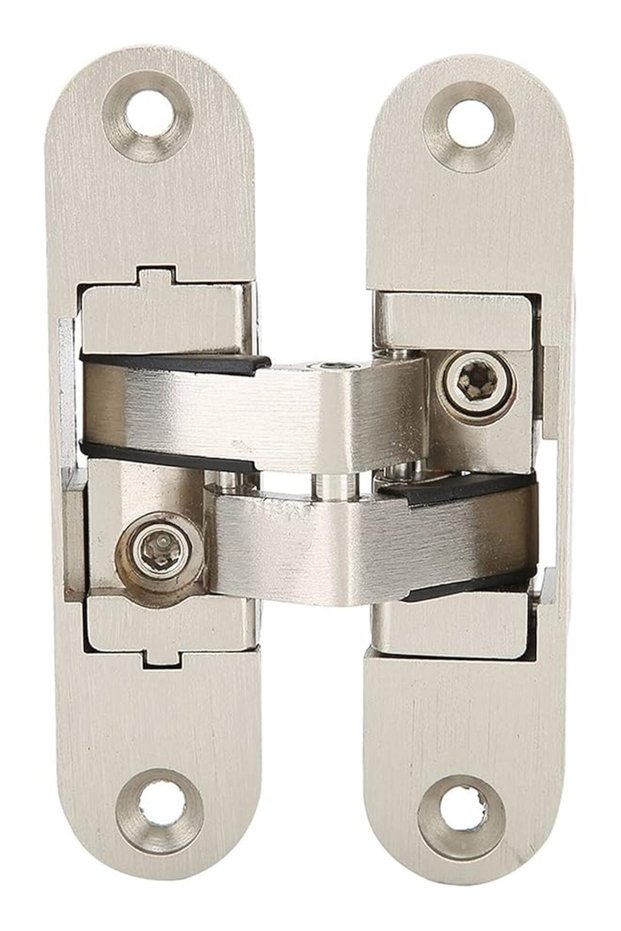 Door Hinge, Zinc Alloy Adjustable Crossed 180 Degree Swing Concealed Hinges Furniture Hardware for Folding Door Cabinet Window Wardrobe