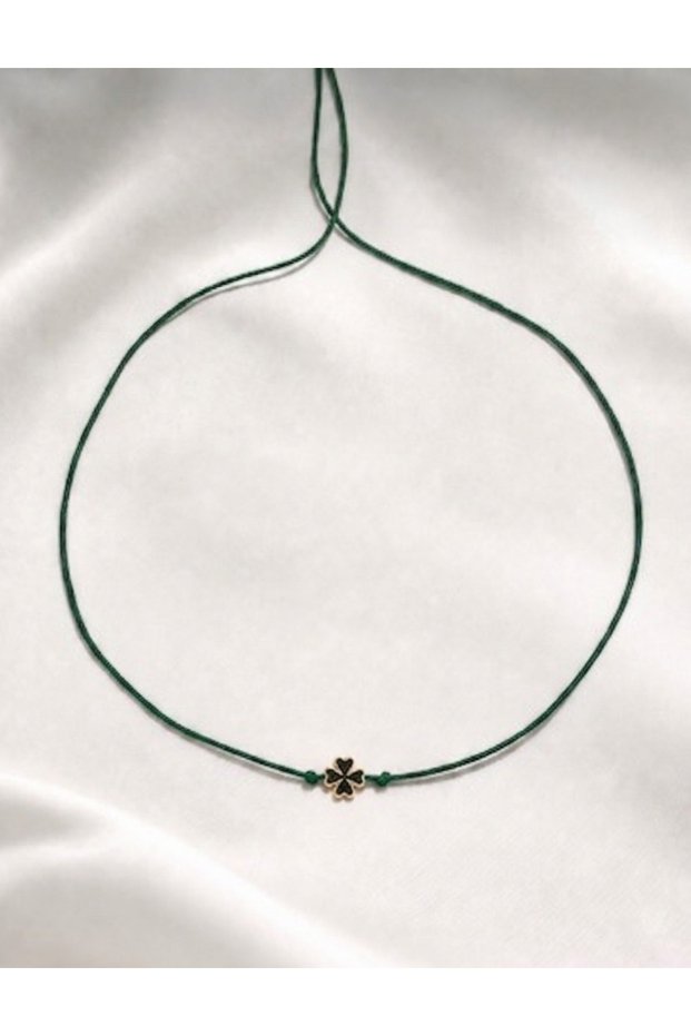Lacquer Coated Gold Clover End Lucky Choker Necklace - Does Not Tarnish