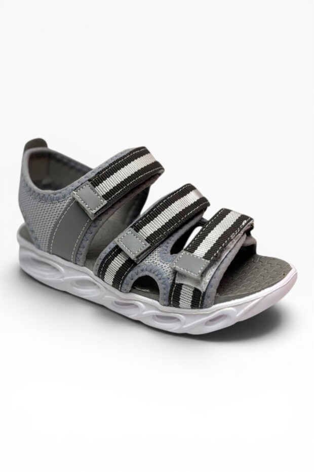Arzen Bebe 231-26 3 Velcro Anatomical Children's Sandals Gray Silver 31-35