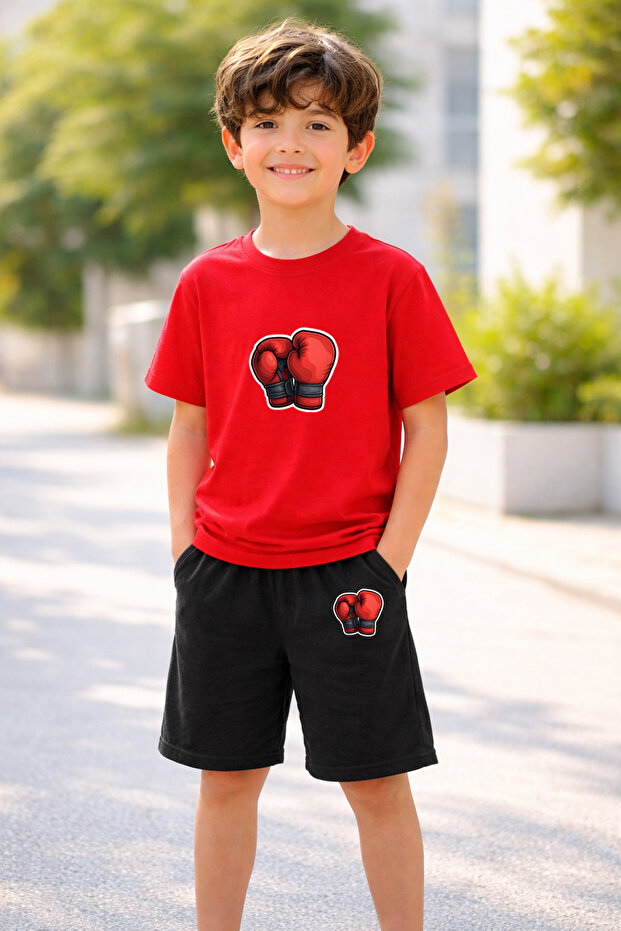Boy's Shorts Set Printed Cotton Summer Comfortable Fit Sports Combination
