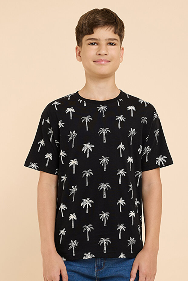 Printed T-Shirt with Crew Neck and Short Sleeves
