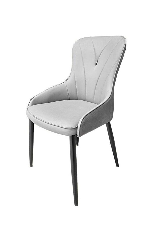 Jeffcoco Furniture PU Leather Modern Design Dining Chair, Comfortable Seat Kitchen Furniture, Grey 1 piece