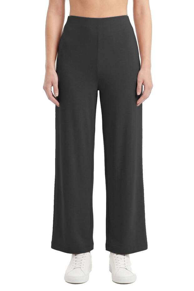 Premium - Sway Collection | Black Basic High Waist Modal Wide Leg Women's Trousers