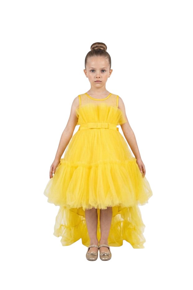 - Hi-Low Ruffled Tiered Tutu - Yellow - 2Y to 13Y