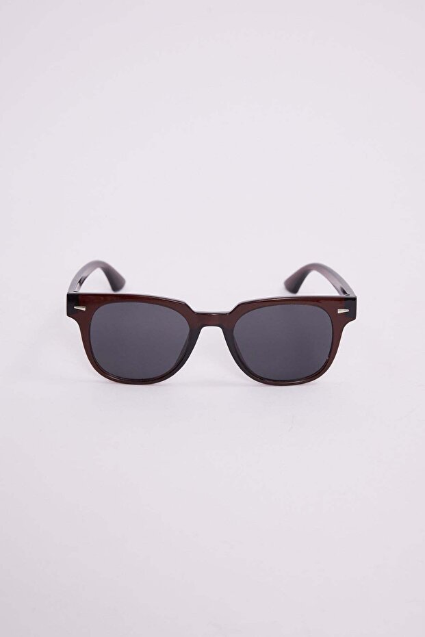 Unisex Oval Brown Frame Uv400 Protection Sunglasses