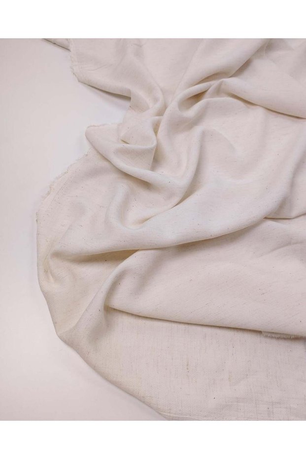 Cream Beige Melted Linen Viscose Fabric Tiril Tiril Draped Shirt & Dress Fabric 135X120Cm