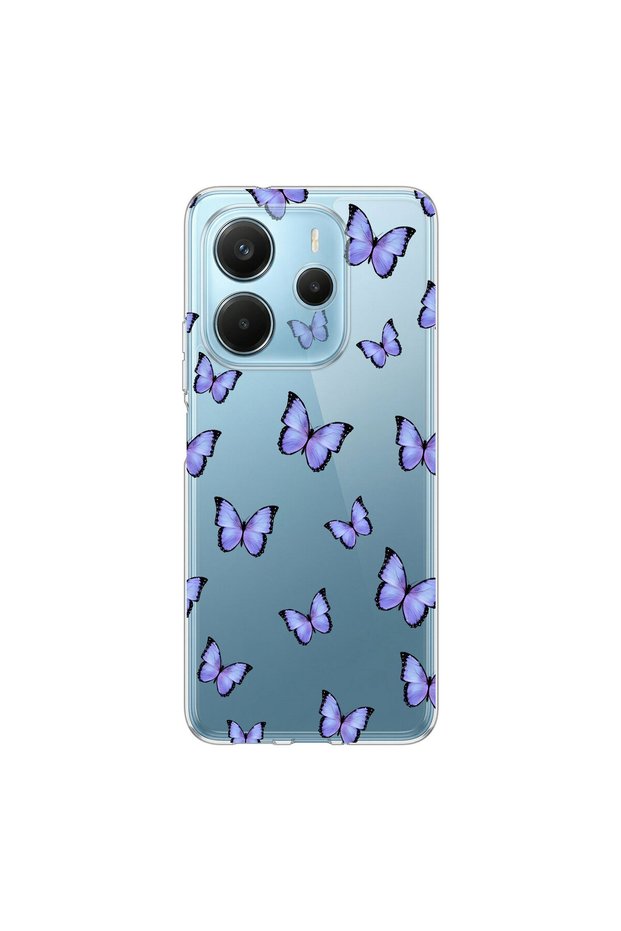 Redmi Note 14 Compatible Butterfly 4 Design Transparent Case