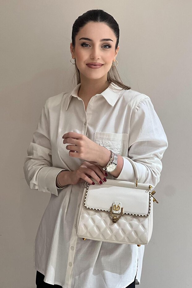 Double-Lid Quilted Hand-Held Crossbody Bag