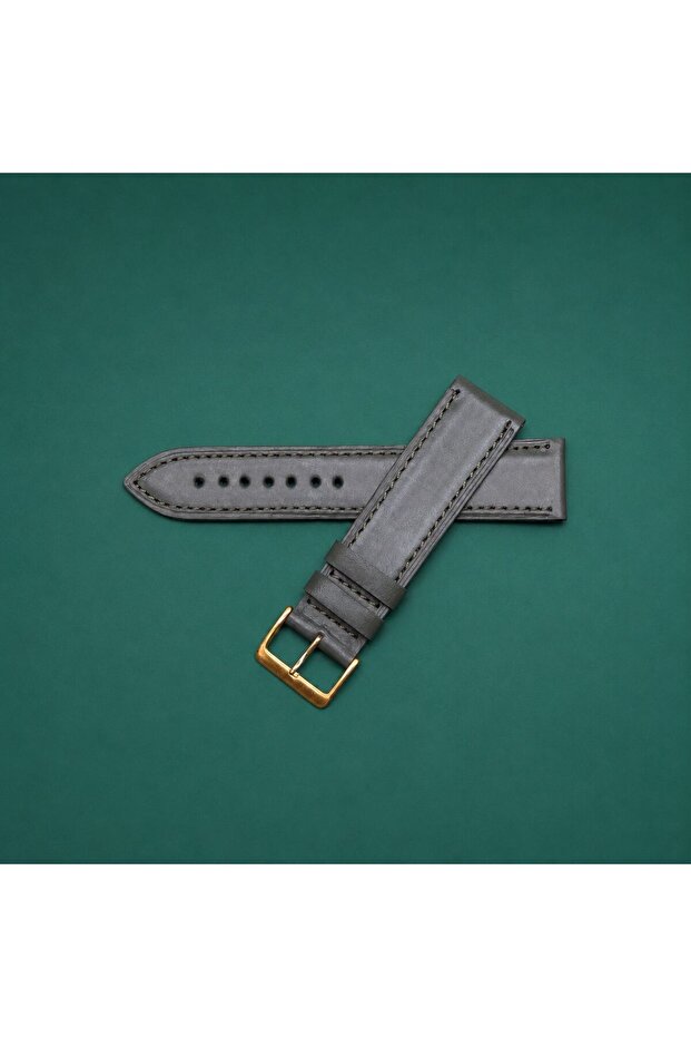Premium Green Genuine Leather Watch Band 22mm Case Entry 20mm Buckle Compatible Slim Classic Watch Strap