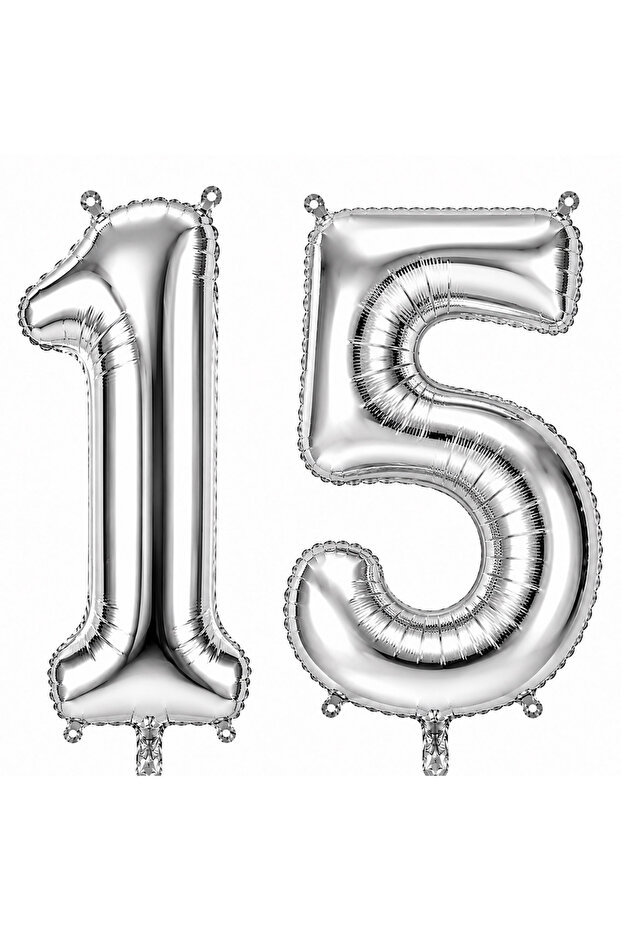 15 بالون فويلو فضي اللون (100 سم)