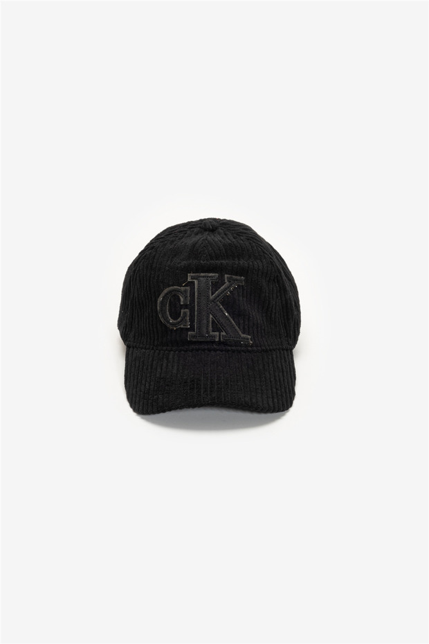Felt Monogram Patch Cap Erkek Baseball Şapka Siyah - 1