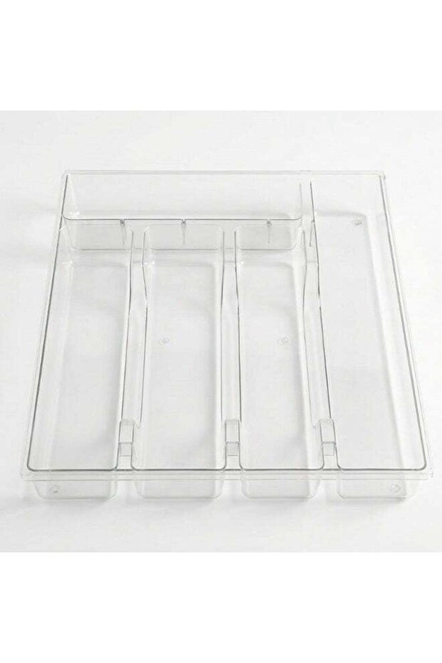 Clear Acrylic Drawer Organizer, 28×33×4 cm, Heavy-Duty 390 g, Multi-Compartment Storage Tray