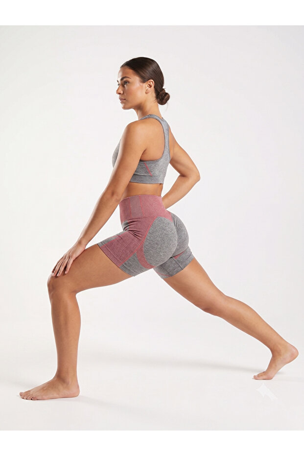 X Countoure Seamless Red Detailed Gathering Short Sports Leggings