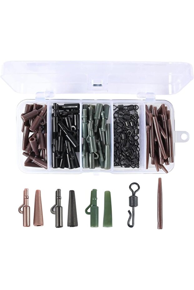 119-Piece Carp Fishing Tackle Kit with Safety Lead Clips,Rolling Swivels,and Anti-Tangle Sleeves,Includes Portable Storage Box