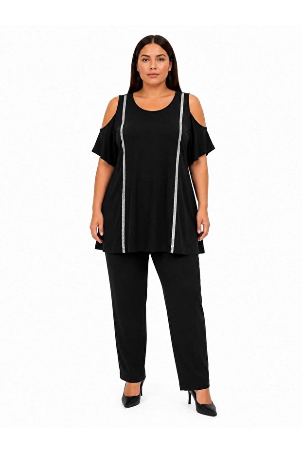 Plus Size Off-Shoulder T-Shirt Black