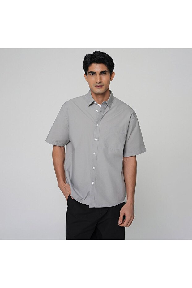 Men Relaxed Cotton Poplin Shirt