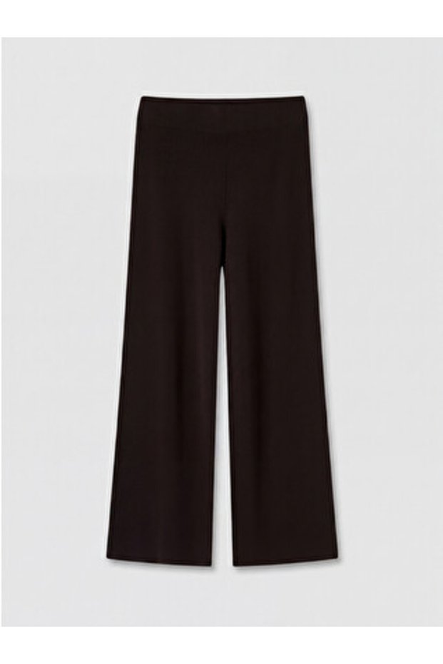 New Season Brown Women's Knitwear Trousers with Elastic Waist