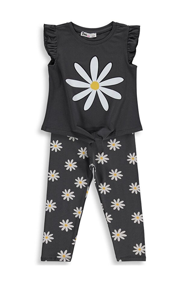 Daisy Patterned Set for 2-5 Years - Gray - 1