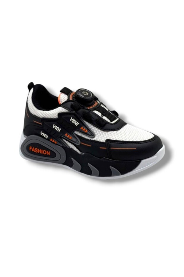 Kids 5004-26 Anorak Smart Lace-Up Anatomical Children's Sneaker Black White