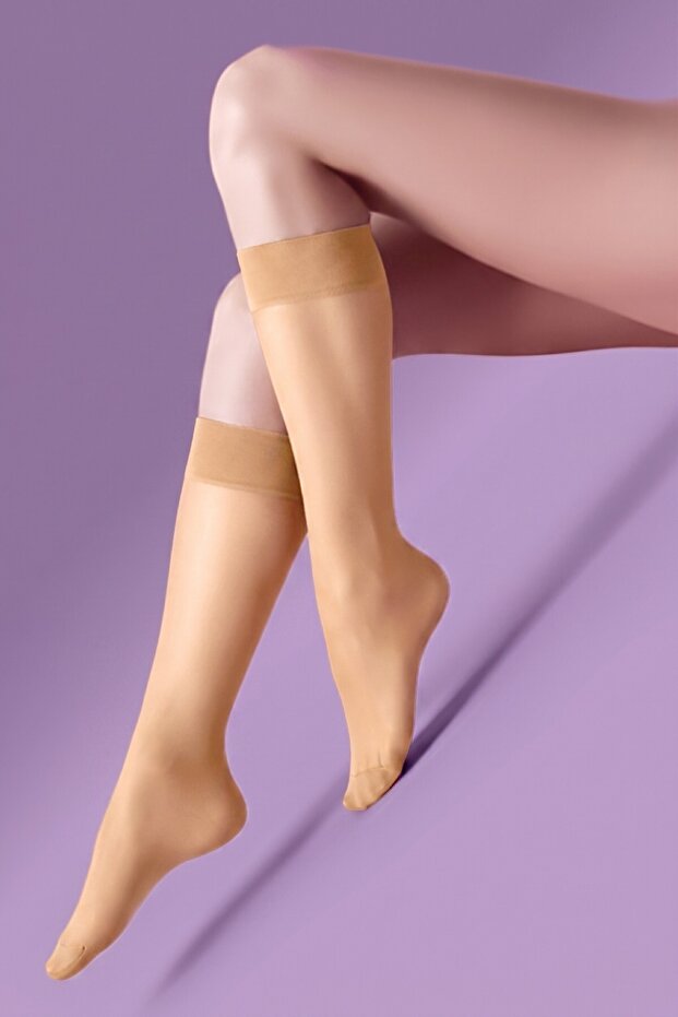 15 Denier Shiny Knee-Length Thin Women's Socks 12-Piece Box