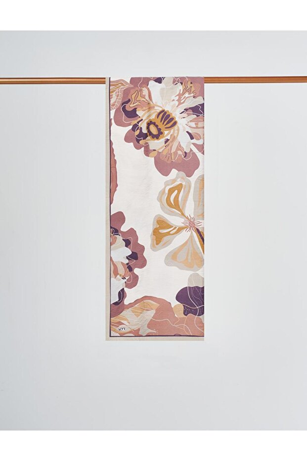 Large Floral Pattern Shawl Mink - 1