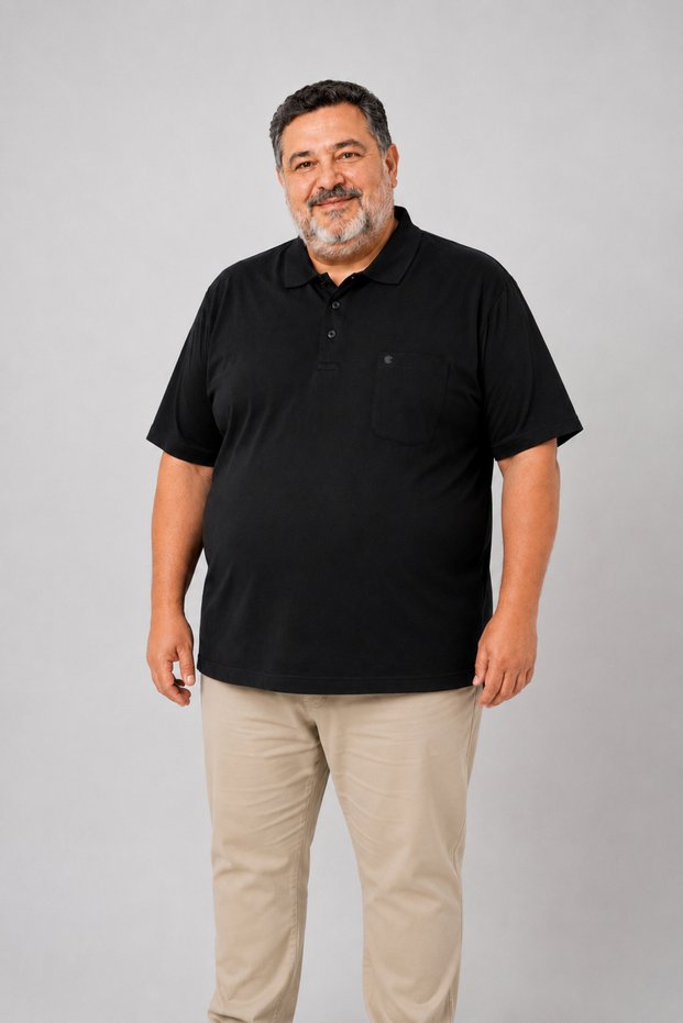 Men's Middle-Aged and Older Large Size Polo Collar Pocket Dad T-Shirt 170