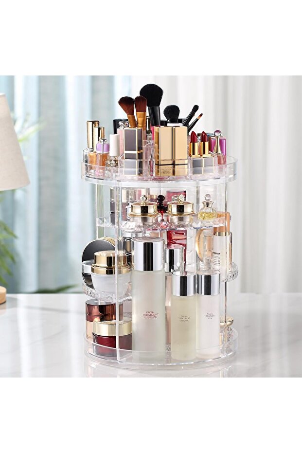Makeup organizer, 360 degree rotating adjustable cosmetic storage display case with 8 layers large capacity, fits jewelry,makeup brushes, lipsticks and more
