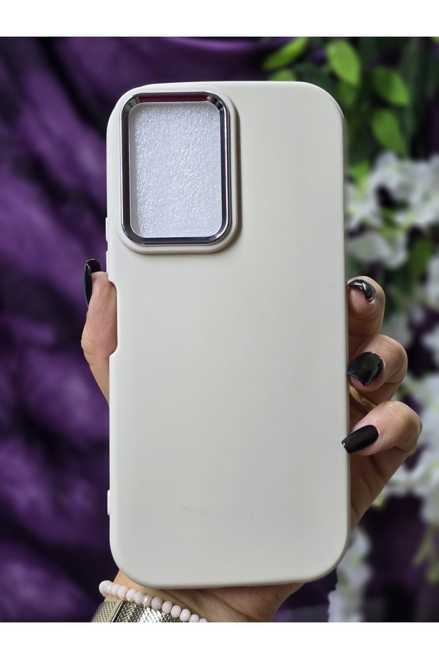 Matte Cream Silicone Case with Metal Camera Frame Compatible with Vivo Y16