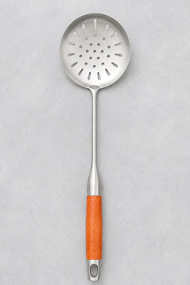 Japanese Style Colander - Professional 304 Quality Stainless Steel - Wooden Look Handle - Extra Quality