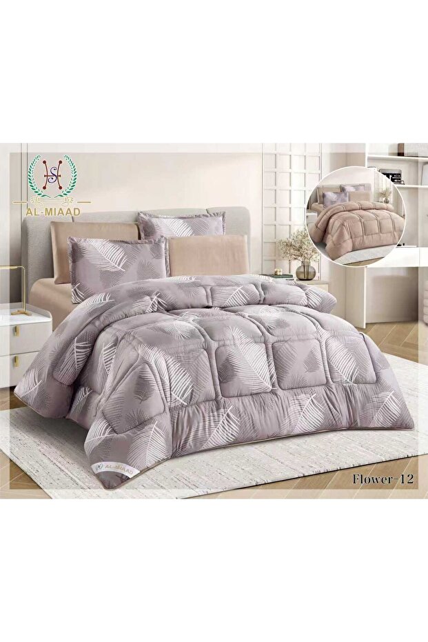 مفرش صيفي مشجر -نفرين - 6 قطع -مقاس 250*230-مايكروفير ناعم -وجهين