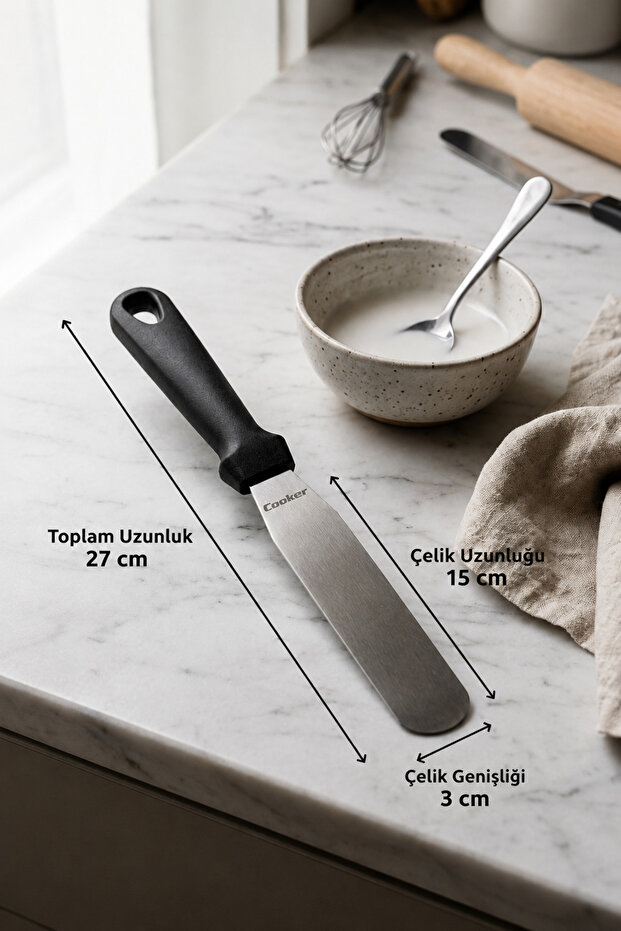 3X15 cm Flat Stainless Steel Cake Plastering Spatula Yk1898