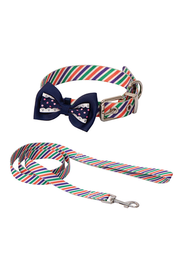 Svl-Shop Bow Tie Neck Collar 20mm 40-50 cm + Extension 120cm (183334) Striped Patterned