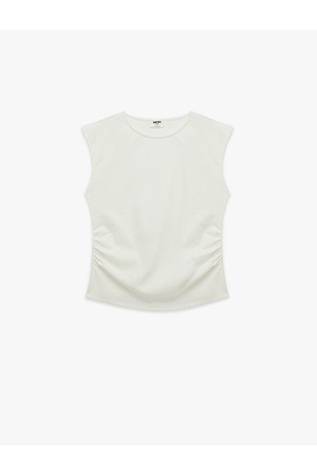 Cotton Short Sleeve Crew Neck Drawstring T-Shirt