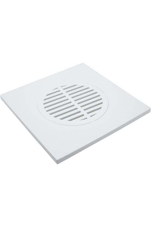 15x15 cm Plastic Floor Drain Cover, Square Shower Grate with Round Center Pattern, Bathroom Drainage Grid,White