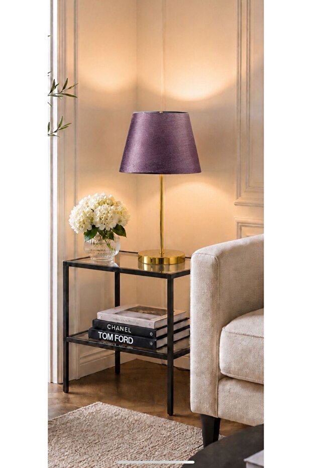 Modern Decorative Lampshade Table Lamp with Metal Legs and Fabric Headboard Night Light