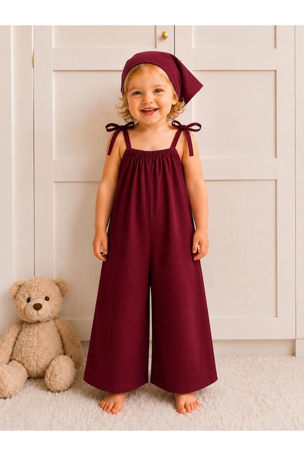 Girl's Strappy Wide-Leg Jumpsuit and Bandana Set