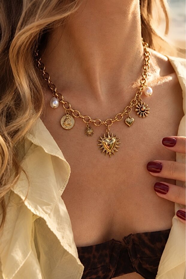 Steel Marin Series Multi-Charm Necklace