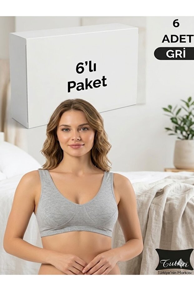 0152 Women's Half Athlete Lambada Bra 100% Cotton Combed Cotton 6 Pack