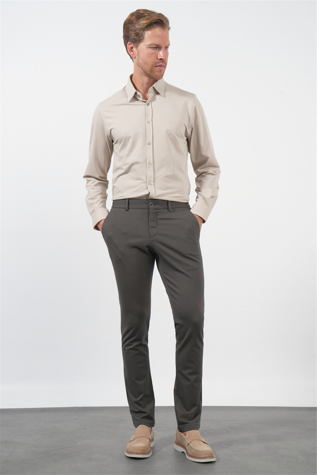 Khaki Side Pocket Slim Fit Stretchy Jogger Pants 1003260274