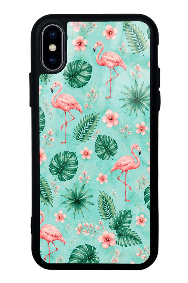 iPhone X - XS Tropical Flamingo Design Glossy Phone Case