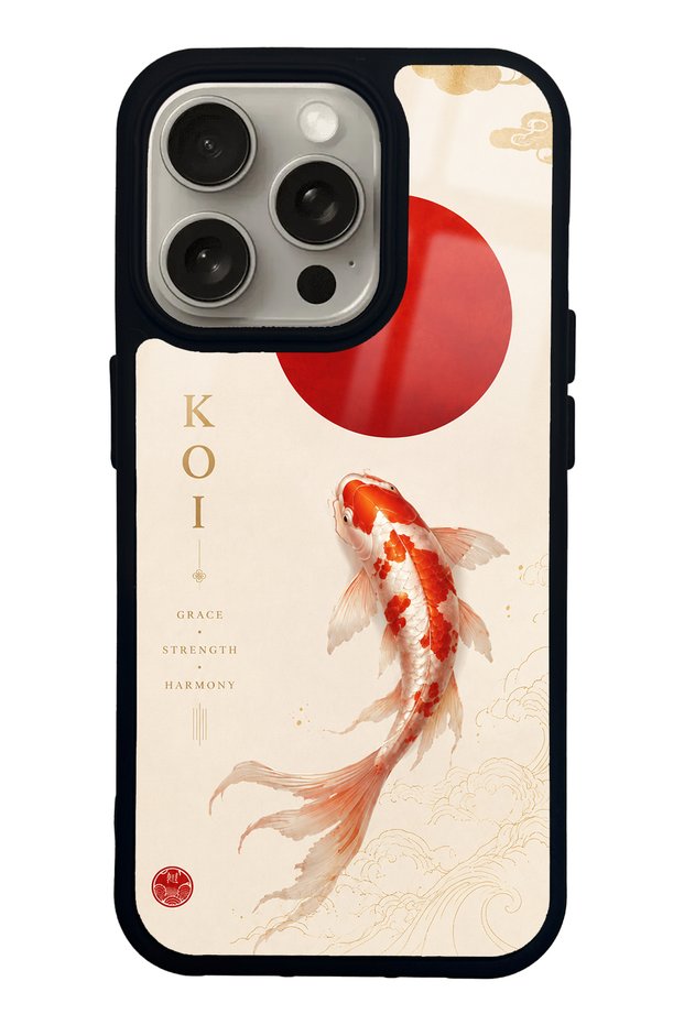 iPhone 15 Pro Minimal Koi Grace Design Glossy Phone Case