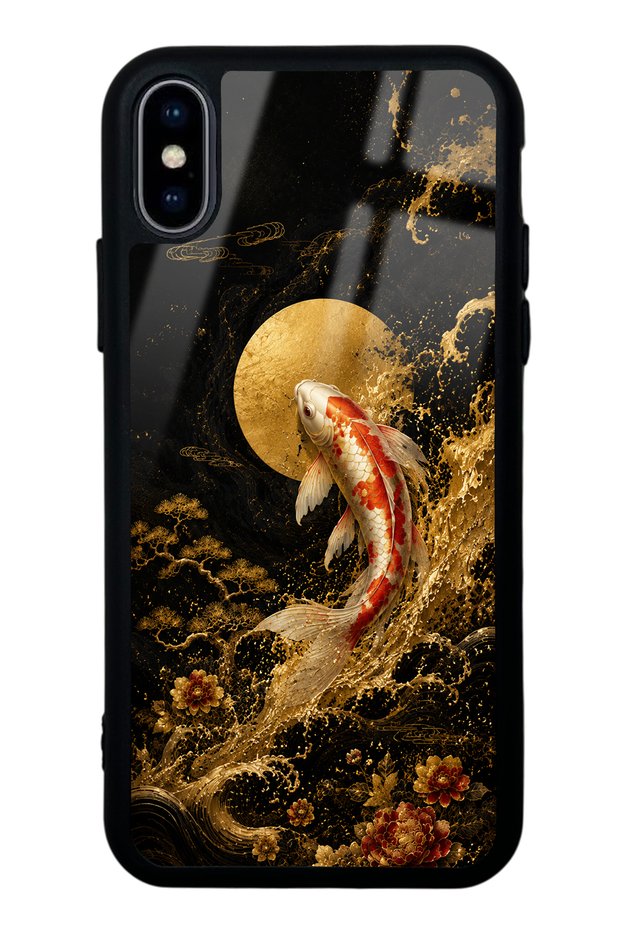 iPhone X - XS Golden Koi Elegance Design Glossy Phone Case